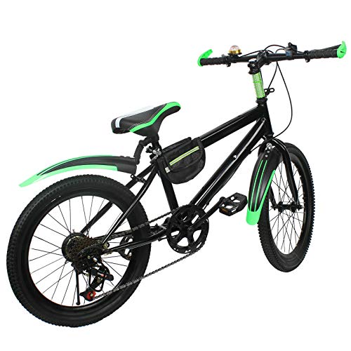 FUROMG Kinder Jungen Fahrrad Kinderfahrrad Mountainbike City Fahrrad Bike Hartstahl Doppelscheibenbremse 20 Zoll 6 Gang Grün von FUROMG