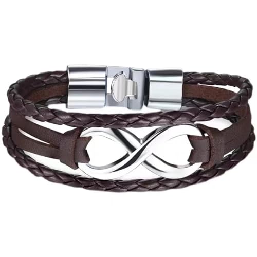 FUSHENGTER Armband Herren Armbänder Männer Armreif Retro Multilayer Lederarmband Herren Armband Hip Hop Punk Zubehör Braun von FUSHENGTER