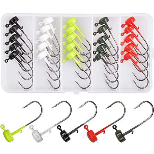 FUSIGO Ned Rig Jigkopfhaken-Set, 25 Stück, Finesse Pilz-Jigkopf für weiche Köder, Shroom Jighaken, Ned Rig Jigköpfe für Barsch, Angelköder, Angelzubehör FUSIGO Ned Rig Jigkopfhaken-Set, 25 Stück, Finesse Pilz-Jigkopf für weiche Köder, Shroom Jighaken, Ned Rig Jigköpfe für Barsch, Angelköder, Angelzubehör von FUSIGO