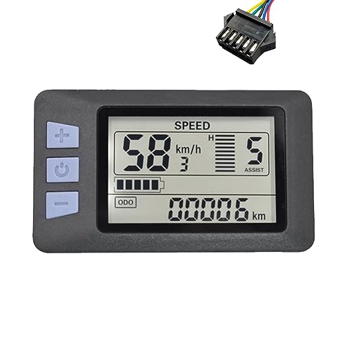 FUWIND 1 PCS P3H LCD-Anzeige Messgerät Armaturenbrett 24V-60V Elektrofahrrad-Messgerät Anzeigefeld für Elektroroller (SM-Stecker 5PIN) von FUWIND