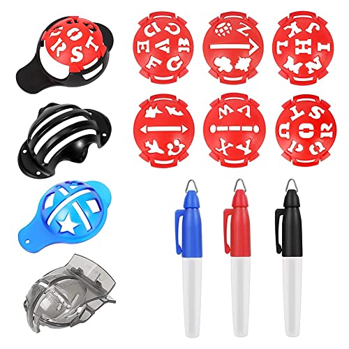 FUWIND Golfball-Marker, Farblinien-Marker-Stifte, Dreispuriges Kunststoff-Golfball-Markierungs-Ausrichtungs-Werkzeug-Kit, Rot von FUWIND
