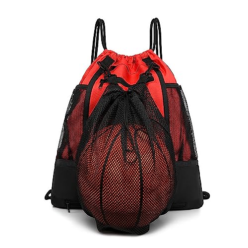 FUXIU Rucksack mit Kordelzug, Basketball-Schultertaschen, faltbare Fußballtasche, Sportrucksack mit doppelten tragbaren Taschen von FUXIU