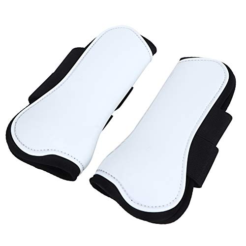 FUZHUI 2PCS White Horse Jumping Leg Boot Protection Support Wrap Guard, Reitausrüstung mit verdicktem elastischem Innenkissen, Haken- und Fahrradverschlüssen, (Front Leggings) von FUZHUI