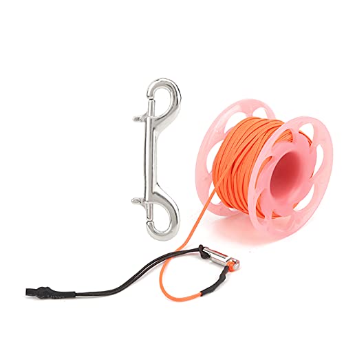 FUZHUI 30m Plastic Wire Dual Heads Hook Diving Marker Buoy Rope Wheel Guide Thread Spool with Fluorescent Orange Poly Fiber Line for Diving, Snorkeling, and Underwater (Pink) von FUZHUI