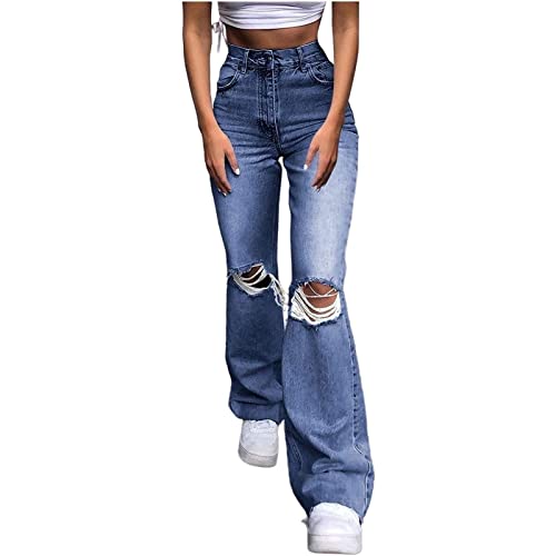 Jeans für Damen Hohe Taille All-Matching Jeans Damen Lässige Lose Hosen Zerrissene Jeans Damen Weites Bein Schlaghose Lose Hochtaillierte Jeanshose Y2k 90er Jahre Hosenhose ( Color : Blue , Size : L ) Jeans für Damen Hohe Taille All-Matching Jeans Damen Lässige Lose Hosen Zerrissene Jeans Damen Weites Bein Schlaghose Lose Hochtaillierte Jeanshose Y2k 90er Jahre Hosenhose ( Color : Blue , Size : L ) von FUZUAA
