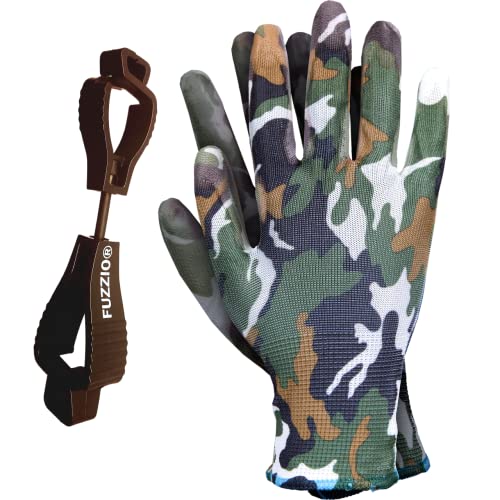 FUZZIO 24 Paar Ogrifox PU Camouflage Arbeitshandschuhe Handschuh-Klammer M-8 von FUZZIO