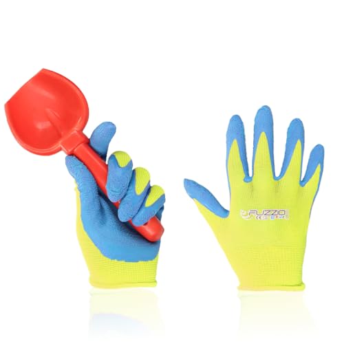 FUZZIO Arbeitshandschuhe Kinder - 2 Paar Grün Gartenhandschuhe Kinder Reißfest & Atmungsaktiv, Größe 2 (2-4 Jahre), Frei Von BPA & Phthalaten, Optimaler Komfort Für Gartenarbeit, Latexbeschichtet FUZZIO Arbeitshandschuhe Kinder - 2 Paar Grün Gartenhandschuhe Kinder Reißfest & Atmungsaktiv, Größe 2 (2-4 Jahre), Frei Von BPA & Phthalaten, Optimaler Komfort Für Gartenarbeit, Latexbeschichtet von FUZZIO
