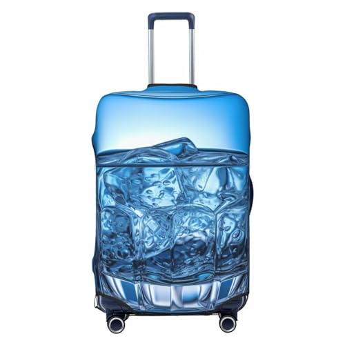 FWJZDSP Blaue Eiswasserglasbecher-Druck-Gepäckabdeckung, Reisegepäckabdeckungen, elastisch, waschbar, Kofferschutz, Kratzfest, schmutzig, Kofferabdeckungen, staubdicht, für Gepäck von 18 bis 32 Zoll von FWJZDSP