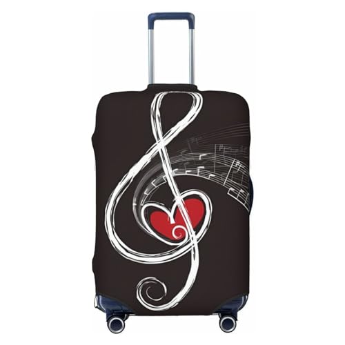 FWJZDSP Gepäckabdeckung mit Aufdruck „Treble Love and Music“, dehnbarer Kofferschutz, Kratzfest, waschbar, für 18-32 Zoll großes Gepäck von FWJZDSP