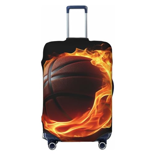 FWJZDSP Gepäckabdeckung mit Basketball-On-Fire-Aufdruck, dehnbarer Kofferschutz, Kratzfest, Reisekoffer-Abdeckung, waschbare Gepäckabdeckungen für 18-32 Zoll Gepäck von FWJZDSP