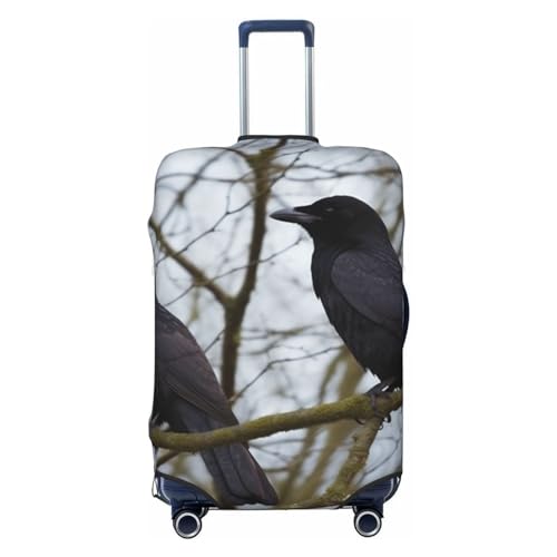FWJZDSP Gepäckabdeckung mit schwarzem Krähenvogel-Aufdruck, dehnbarer Kofferschutz, Kratzfest, waschbare Gepäckabdeckungen für 18-32 Zoll großes Gepäck von FWJZDSP