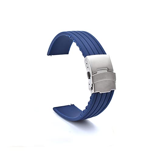 18 mm 20 mm 22 mm 24 mm Silikonarmband mit Faltschließe, passend für Samsung, passend für Galaxy Watch Gear S2 S3, Schnellverschluss-Gummiarmband, Uhrenarmband (Farbe: Marineblau, Größe: 20 mm) von FXJHZH