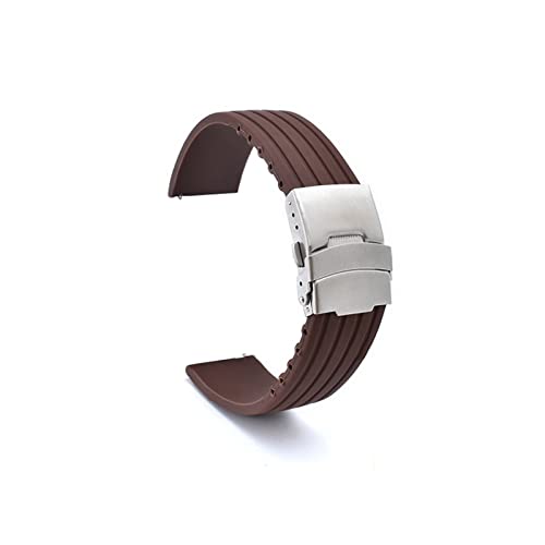 18mm 20mm 22mm 24mm Silikonarmband Faltschließe Passend für Samsung Fit für Galaxy Watch Gear S2 S3 Schnellverschluss Gummiarmband Armband Uhrenarmband (Farbe: Kaffee, Größe: 20 mm) von FXJHZH