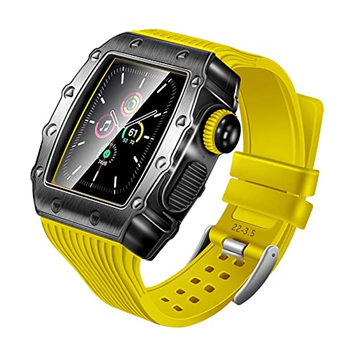FXJHZH DIY Metall Uhrengehäuse + Armband für Uhr 44mm 3in1 Silikon Uhrenarmband für i-Watch Serie SE 7 6 5 4 Modifikation Kit Zubehör von FXJHZH