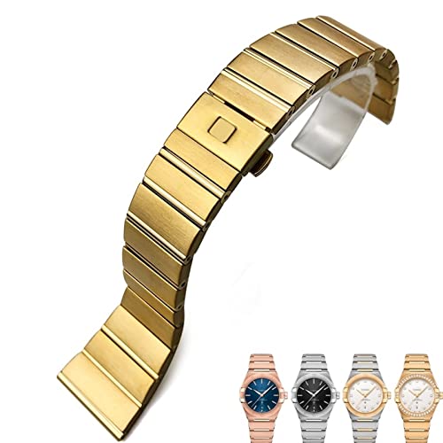 FXJHZH Edelstahl-Uhrenarmbänder, Faltschließe, Uhrenarmband für Omega Double Eagle Constellation Seamaster-Armband, 15 mm, 17 mm, 18 mm, 23 mm, 25 mm von FXJHZH