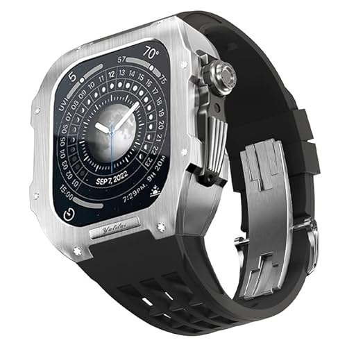 FXJHZH Edelstahl-Uhrenarmband für Band 44/45 mm Uhrenarmband mit Gehäuse, für iwatch 8 7 6 SE 5 4 Serie Cover-Schutz-Zubehör von FXJHZH