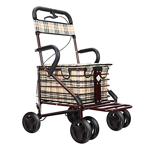 FXJHZH Einkaufswagen mit Vier Rollstühlen, Einkaufswagen für alte Männer, Trolley-Roller, zusammenklappbarer Einkaufswagen von FXJHZH