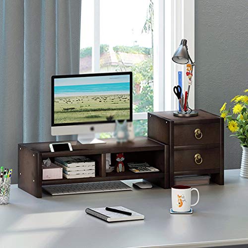 Monitorständer, Schreibtisch-Monitorständer, Computer-Desktop-Organizer, Bildschirmständer aus Holz mit Aufbewahrungsschublade für Computer, Laptops und Fernseher (Farbe: Weiß, Größe: A) von FXJHZH