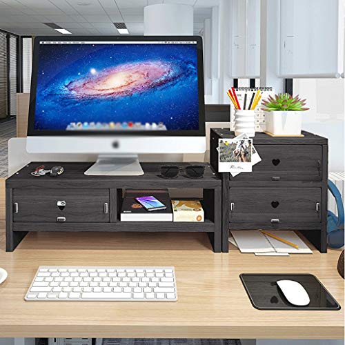 Monitorständer-Erhöhung, Monitorständer, Bildschirmerhöhung, 12 mm dickes Blech mit 2 Aufbewahrungsschubladen, Computer-Schreibtisch-Organizer, Monitorhalterung für PC, Drucker, Laptops, Fernseher von FXJHZH