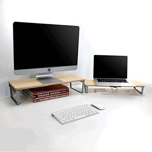 Monitorständer-Erhöhung, Monitorständer, Bildschirmerhöhung, 2er-Pack, Aluminiumlegierung, Holz, Computer-Schreibtisch-Organizer, Laptop-Ständer für PC, Drucker, TV (Farbe: Schwarz) von FXJHZH