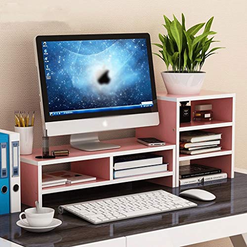 Monitorständer-Riser, Monitorständer-Riser, Aufbewahrungsbox, Computer-Schreibtisch-Organizer, Bildschirm-Riser, Desktop-2-stufiges Rack für Laptop-PC-Tablet-Computer-Bildschirme (Farbe: Weiß) von FXJHZH