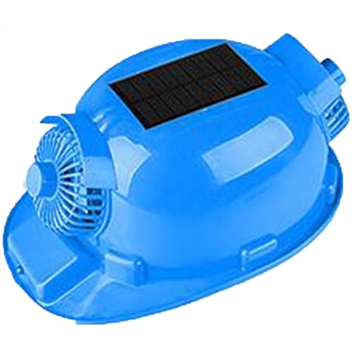 Sicherheitshelm mit Ventilator, starre Solarkappe, harter Hut mit 3D-Zyklus, hoher Wind, wasserdicht, für den Bau und die Verbesserung des Hauses (Blau, 6000 Dual Fan) von FXLCZK