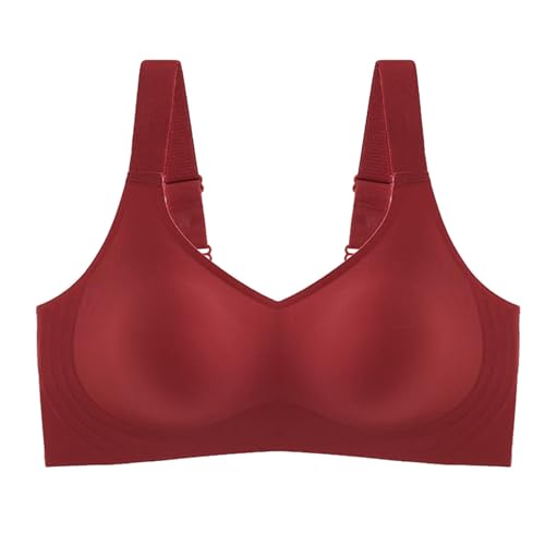 FXRWFSE Anti-Sagging-BH mit großer Brustunterstützung und Achselfettkontrolle, Push-up-BHS mit voller Abdeckung, Nahtlose bügellose BHS (Red,L) von FXRWFSE