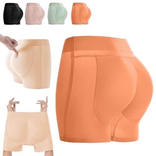 FXRWFSE Latex-Unterwäsche mit künstlichem Gesäß und quadratischem Winkel, gepolsterte Shapewear zum Anheben der Hüfte, Nahtlose Po-Lifter-Höschen für Frauen (Orange,M) von FXRWFSE