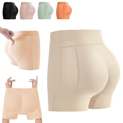 FXRWFSE Latex-Unterwäsche mit künstlichem Gesäß und quadratischem Winkel, gepolsterte Shapewear zum Anheben der Hüfte, Nahtlose Po-Lifter-Höschen für Frauen (Skin Color,XL) von FXRWFSE