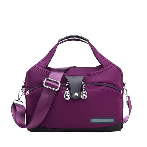 FXRWFSE Modische, diebstahlsichere Handtasche, Umhängetasche aus Oxford-Stoff mit Mehreren Taschen, wasserdichte, diebstahlsichere Umhängetasche für Damen (Purple) von FXRWFSE