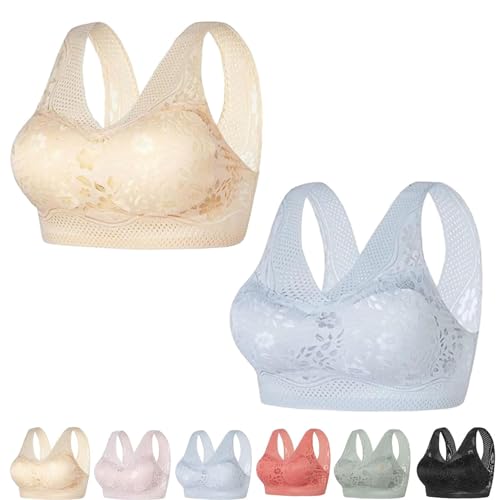 FXRWFSE Orthopädischer Anti-Hänge-BH für Damen, Haltungskorrektur-BH, Nahtloser sexy Push-Up-BH ohne Bügel (2pcs D,XXL) von FXRWFSE