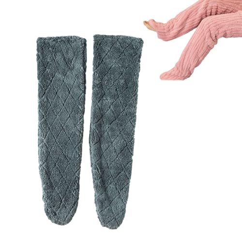 FXRWFSE Overknee-Socken, Flauschige Lange Beinwärmer, Winter-Schlafsocken für Damen (Gray,One Size) von FXRWFSE