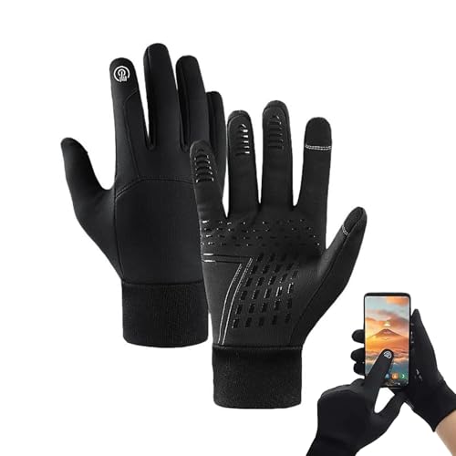 FXRWFSE Thermo-wasserdichte Handschuhe im Winter, warme Touchscreen-Handschuhe, Thermo-Winterskihandschuhe für kaltes Wetter (Black,XL) von FXRWFSE