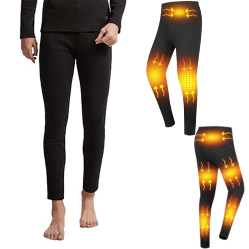 Beheizte Hose Herren 8 Zones Beheizbare Thermo Unterhose Lang Thermounterwäsche Fleece Thermounterhose Winter Leggings Männer Warme Funktionsunterwäsche Skiunterwäsche,Black,M von FYRTA