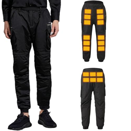 Beheizte Hose Sporthose für Männer Frauen Beheizbare Hose Jogginghose Elektrisch USB 8 Zonen Heizung Skihose Sweatpants Winter Warme für Wandern Angeln Walking Camping Laufen,Black,4XL von FYRTA