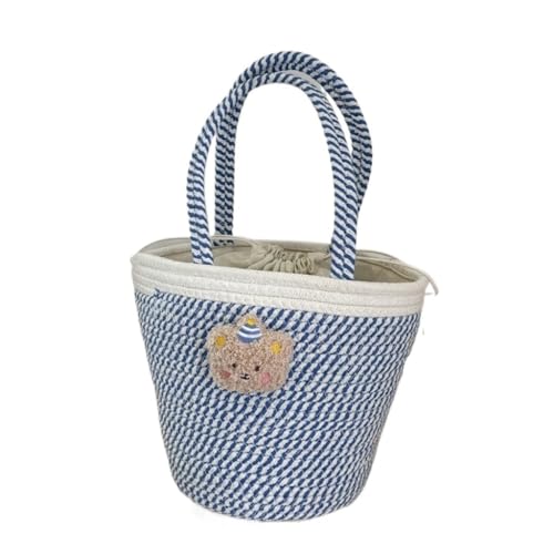 Sommer-Strandtasche Sommermode Gewebte Handtasche Vielseitige Lässige Nischen-Umhängetasche Süße Puppen-Beuteltasche Gewebte Umhängetasche(Blue) von FYSXCXS