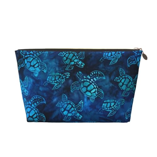 FZGGWYHL Kosmetiktasche mit Reißverschluss, Motiv: Meeresschildkröte, blau, aus Leder, gold, Einheitsgröße von FZGGWYHL