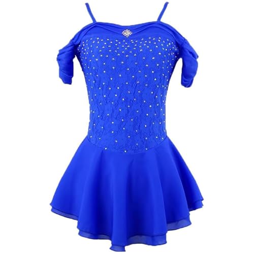 FZHQNZJF Blau,4_6Years, Elegant Eiskunstlauf Kleid Für Mädchen Rollschuh Wettbewerb Kostüm Hosenträger EIS tanzen Leistung Kleidung Rhythmisch Gymnastik Trikots Rock von FZHQNZJF