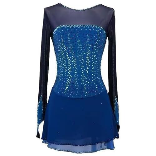 FZHQNZJF Blau,4_6Years, Kunstlaufen Kleid Frauen Wettbewerb EIS Skaten Röcke mit Rhinestone Handgefertigt Ballett Tanzkleidung Rückenlos Rhythmische Gymnastik Tanz-Outfit von FZHQNZJF