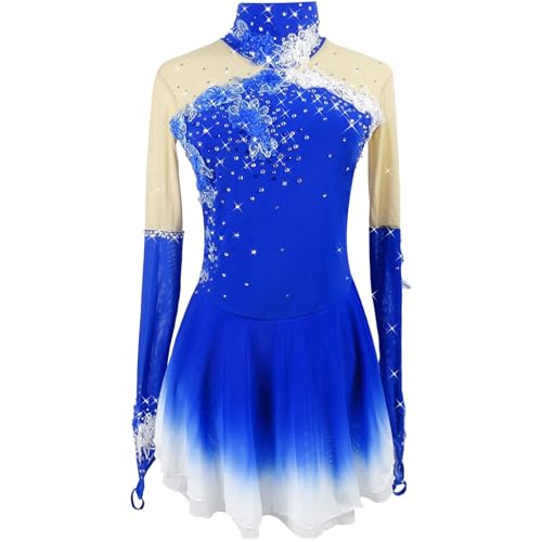 FZHQNZJF Blau,M, Eiskunstlauf Tanzkleidung Gradient Eisrollen Skate Kleider Kristall Ballett Gymnastik Aktivkleidung Mädchen Rhythmisch Tanzen Leistung Rock von FZHQNZJF