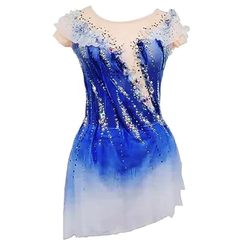 FZHQNZJF Blau,XL, Eisfigur Skaten Kleid Rhythmisch Gymnastik Trikots für Frauen Halofärben Ärmellos Rollschuhe Leistung Outfit Mädchen Wettbewerb Ballett Uniform von FZHQNZJF