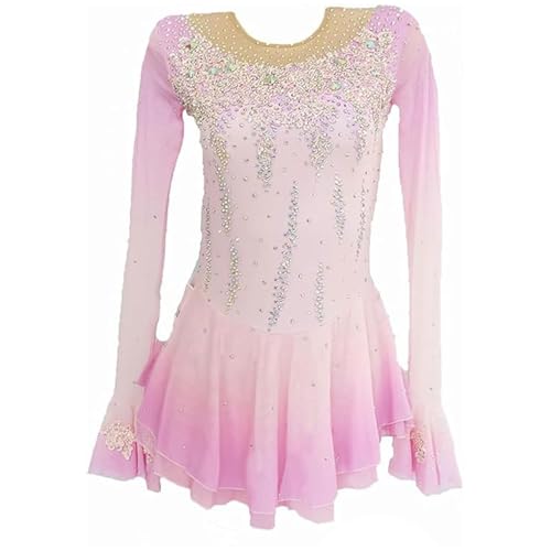 FZHQNZJF Rosa,15_16Years, Freien Eiskunstlauf Kleid Gradient Rhythmische Gymnastik Trikots Strass Eislauf Leistung Wettbewerb Rock Dehnbar Rollschuhe Kostüm von FZHQNZJF