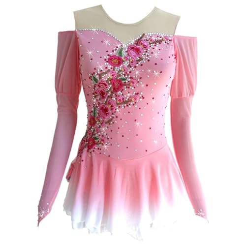 FZHQNZJF Rosa,4_6Years, Mädchen Figur Eislauf Kleid Handgefertigt Drucken EIS Wettbewerb Tanzoutfits Gradient Rollschuh Tanzkleidung Dehnbar Ballett Gymnastik Skaten Kostüm von FZHQNZJF