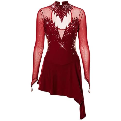 FZHQNZJF Rot,M, Kristall Eiskunstlauf Kleid Professional Wettbewerb Ballett Skaten Tragen EIS tanzen Leistung Kleidung Strass Rhythmisch Gymnastik Trikots von FZHQNZJF