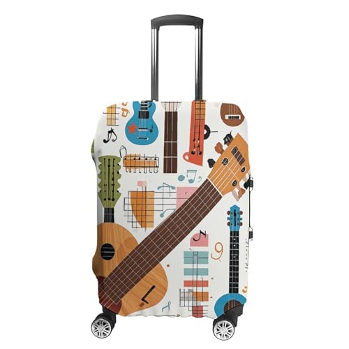 FZQVSGW Gepäckabdeckung für Reisen, Musikgitarre, modische Gepäckabdeckungen, waschbar, dehnbar, passend für 48,3 - 81,3 cm Gepäck, weiß, M von FZQVSGW