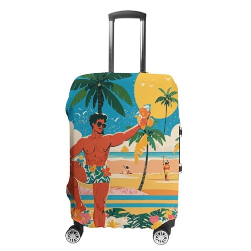 FZQVSGW Gepäckabdeckung für Reisen, Sommer-Stil, hawaiianische Mode, Gepäckabdeckungen, waschbar, dehnbar, passend für 48,3 - 81,3 cm Gepäck, weiß, L von FZQVSGW