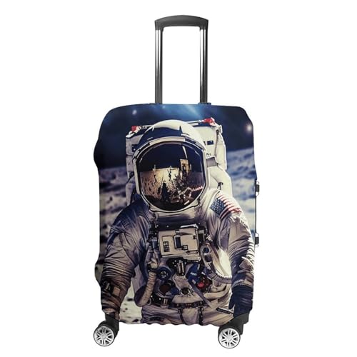 FZQVSGW Gepäckabdeckung für Reisen, US-Astronauten-Reise, Mond, modische Gepäckabdeckungen, waschbar, dehnbar, passend für 48,3 - 81,3 cm Gepäck, weiß, L von FZQVSGW