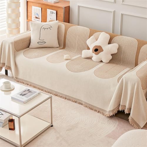 FZSERUN Beidseitig Chenille Sofa Cover 2023 Neu Chenille -Sofa Werfen Couch -Abdeckung Universal Weichsofa -Überholungen Multifunktionaler Chenille Nicht Rutsch,Beige,180X 230cm von FZSERUN