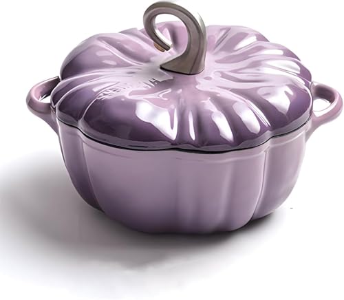 FZSERUN Kürbis-Cocotte Kürbis-Schmortopf Mit Deckel Schmortopf Suppentopf Für 3-5 Personen Halloween-Erntedank-Dekortopf Geschenk,Lila,1PCS von FZSERUN