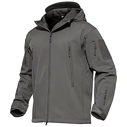 FZSERUN Taktische Jackentaschen Für Herren, Wasserabweisende Jacke, Softshell, Mit Fleece Gefütterte Jacke, Wintermäntel, Skijacke,D,S von FZSERUN